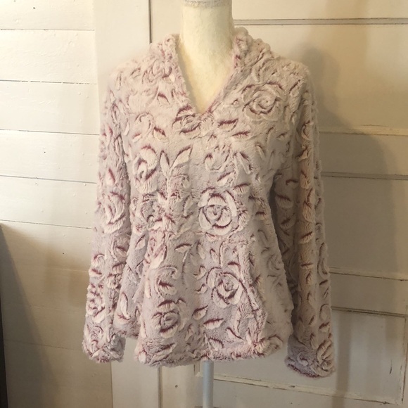 NWT Knapp Studio Fleece Fuzzy Soft Pull Over Hoodie Womens Pink Size PS - Picture 4 of 12